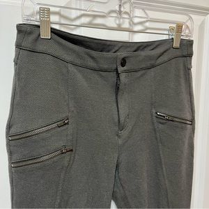 SALE Athleta Olive Green Ponte Moto Pants Zipper Pockets Skinny Stretch Size 6